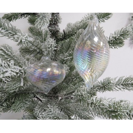 2/A Clear Glass Swirl Bauble, 8cm