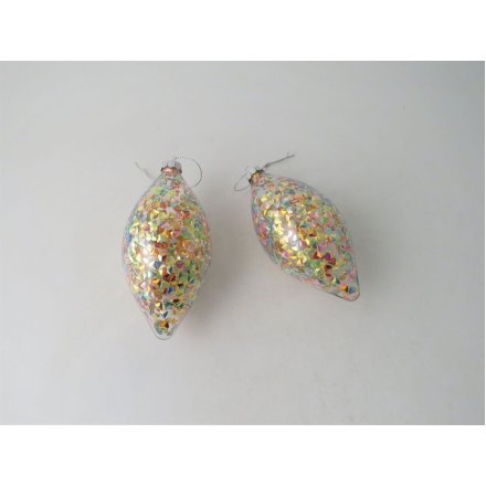 Hanging Coloured Pieces Teardrop Tree Bauble