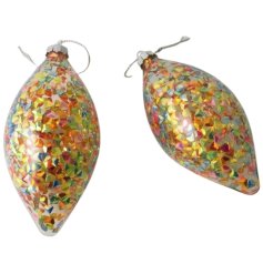 Multi Coloured Teardrop Bauble Deco