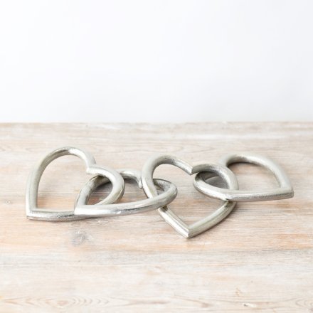 Aluminium Hanging Hearts Deco, 40cm 