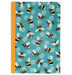 A colourful notebook covered in glorious bees with 60 lined pages inside. 