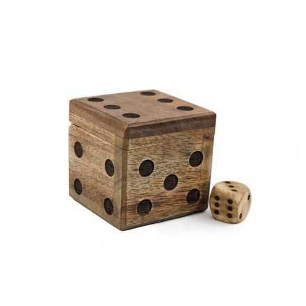 Dice Holder with Dice, 6cm Wooden