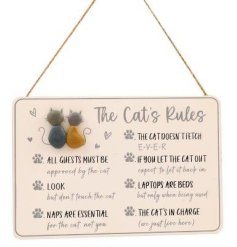 2/A The Dog / Cat Rules Hanging Plaque, 30cm