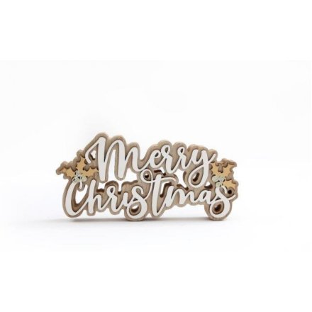 Merry Christmas Word Decoration Sign, 23cm 