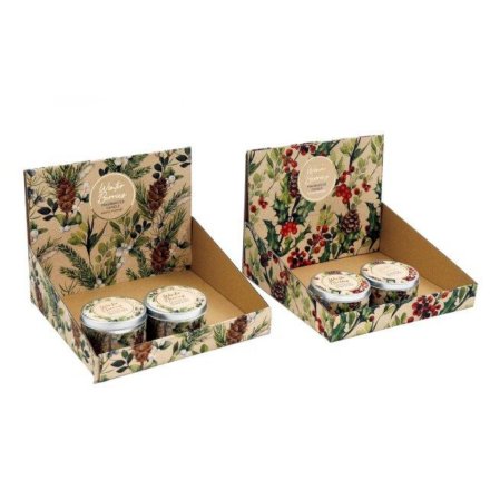 Winter Berries Tin Candle, 7.5cm 2 Assorted