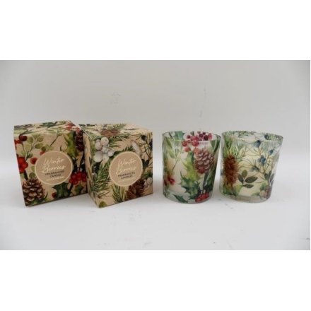 Winter Berries Boxed Candle, 7cm 2 Assorted