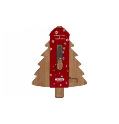 Serve your guests in style with this Christmas tree serving board complete with cheese knife