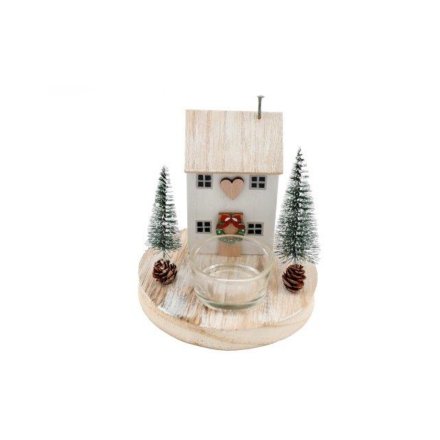 Christmas House Tea light Holder, 12cm 
