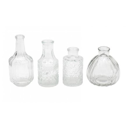 Set of 4 Posy Bottle Vase Set, 12.5cm