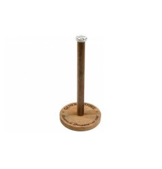 A kitchen roll holder crafted from natural wood, showcasing the well-loved 'general store' design.