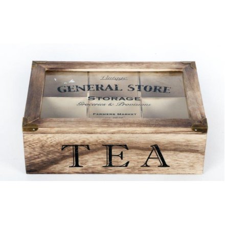 Compartment Tea Box Wooden 24cm