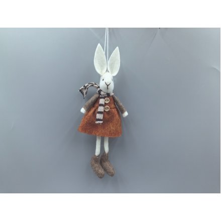 Burnt Orange Rabbit Hanger, 16cm