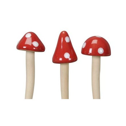 3/A Red Standing Mushroom Deco, 13cm
