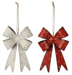 Red & White Polka Dot Bow Hanger 18cm