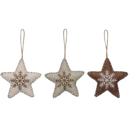 3/A Fabric Snowflake Hanging Star Deco, 13cm