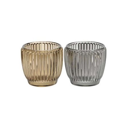 2/A Glas Ribbed Candle Pot, 7.5cm