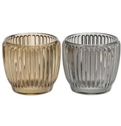 2/A Glas Ribbed Candle Pot, 7.5cm