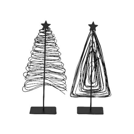 2/a Black Wire Christmas Trees 13cm