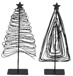 2/a Black Wire Festive Trees 