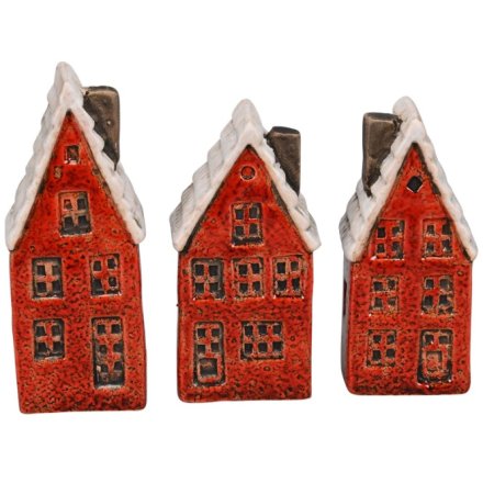 3/A Red Standing House Deco, 10cm