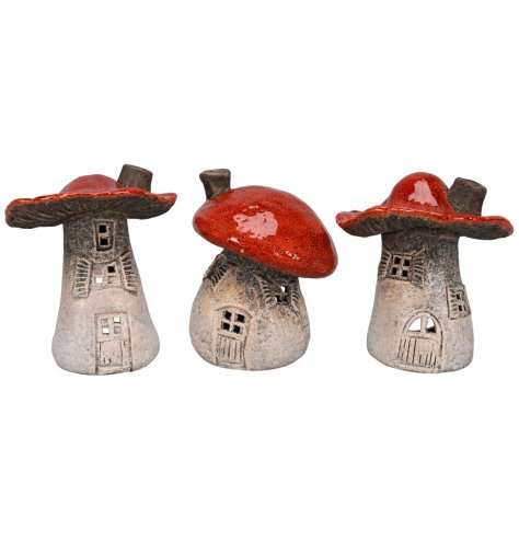 3/a Red Mushroom Candle Houses 15cm