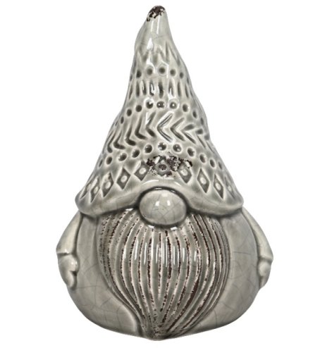 Christmas Silver Gonk Gnome Deco, 13cm