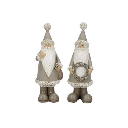 2/A Grey Standing Santa Deco, 14.5cm
