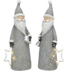 2/A Grey LED Santa Decoration, 23cm