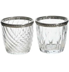 Silver Rimmed Candle Holder 7.5cm 2/a
