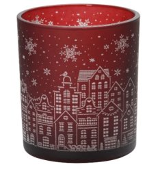Light up your holiday home with the charming Red House Candle Holder