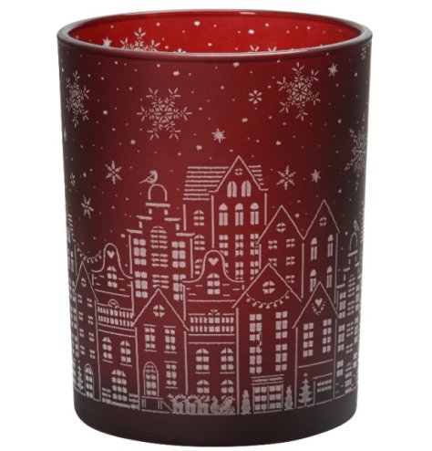 Embrace the holiday cheer with our charming red candle holder