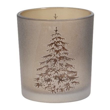 Tree Frosted Candle Holder, 8cm