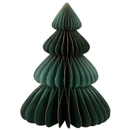 Emerald Green Paper Xmas Tree Ornament 20cm