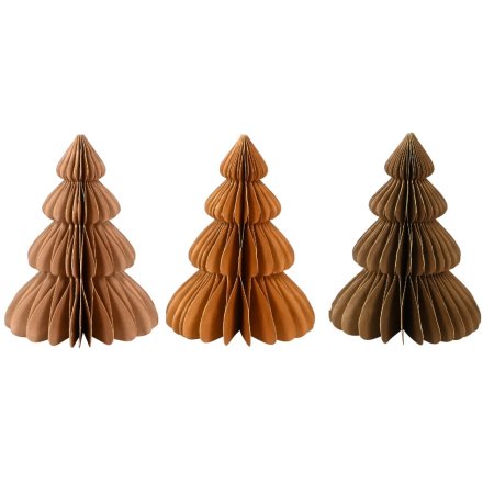 15cm Orange Tone Paper Tree Ornaments 3/a 