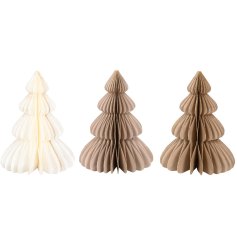 Neutral Paper Xmas Tree Ornaments