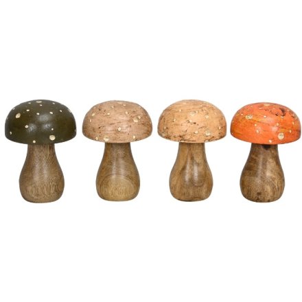 4/A Wooden Mushrooms, 10cm