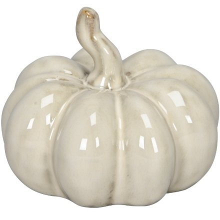 White Glazed Pumpkin, 10cm