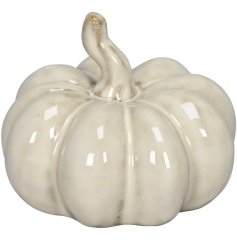 A stunning ceramic stand alone pumpkin ornament