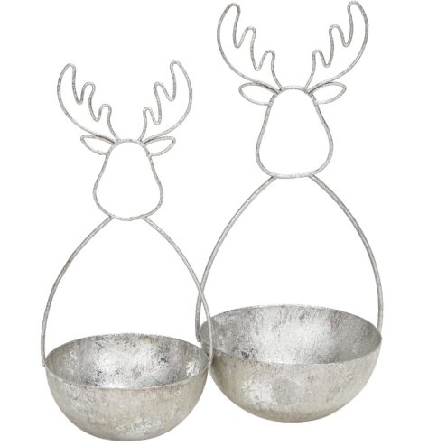 2/a Metal Deer Decorative Bowls