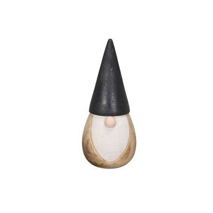 13.5cm Wood Gonk w/ Black Hat
