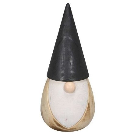Wooden Gonk Ornament w/ Black Hat