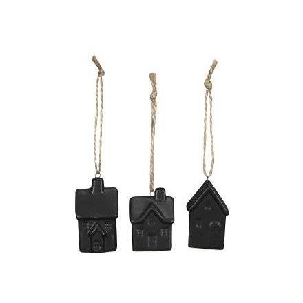 Hanging Houses in Black 7cm