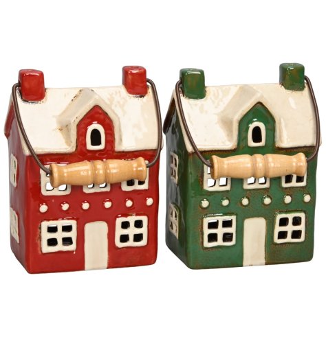 Bring a touch of festive charm to your home with our green and red house lanterns.