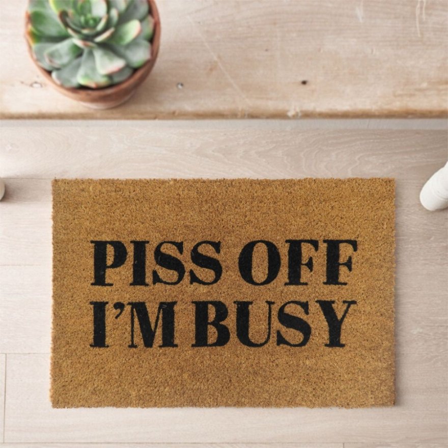 P**s Off Im Busy Coir Doormat, 60cm