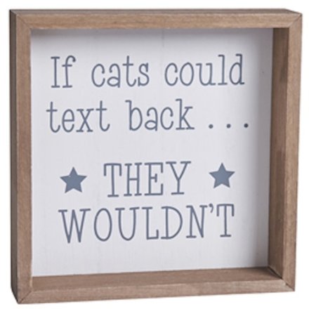 Cats Text Back Wooden Sign, 20cm