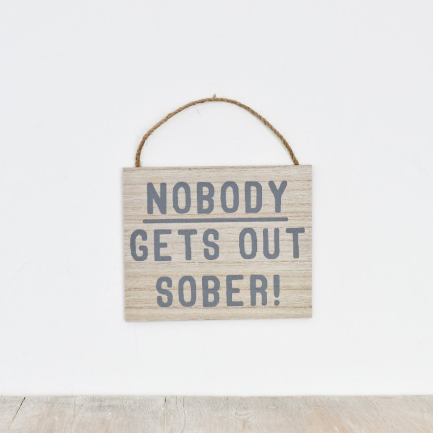 Natural Wood Plaque - Sober, 17cm