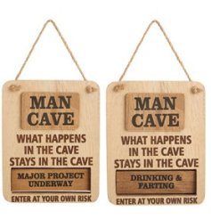 Rustic Man Cave Sign With Hanger, 21.5cm