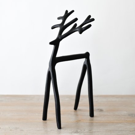 Matt Black Reindeer, 30cm