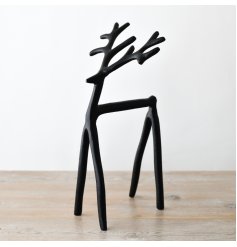 Matt Black Reindeer, 30cm