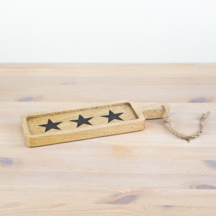 Black Stars Wooden Chopping Board, 32cm 